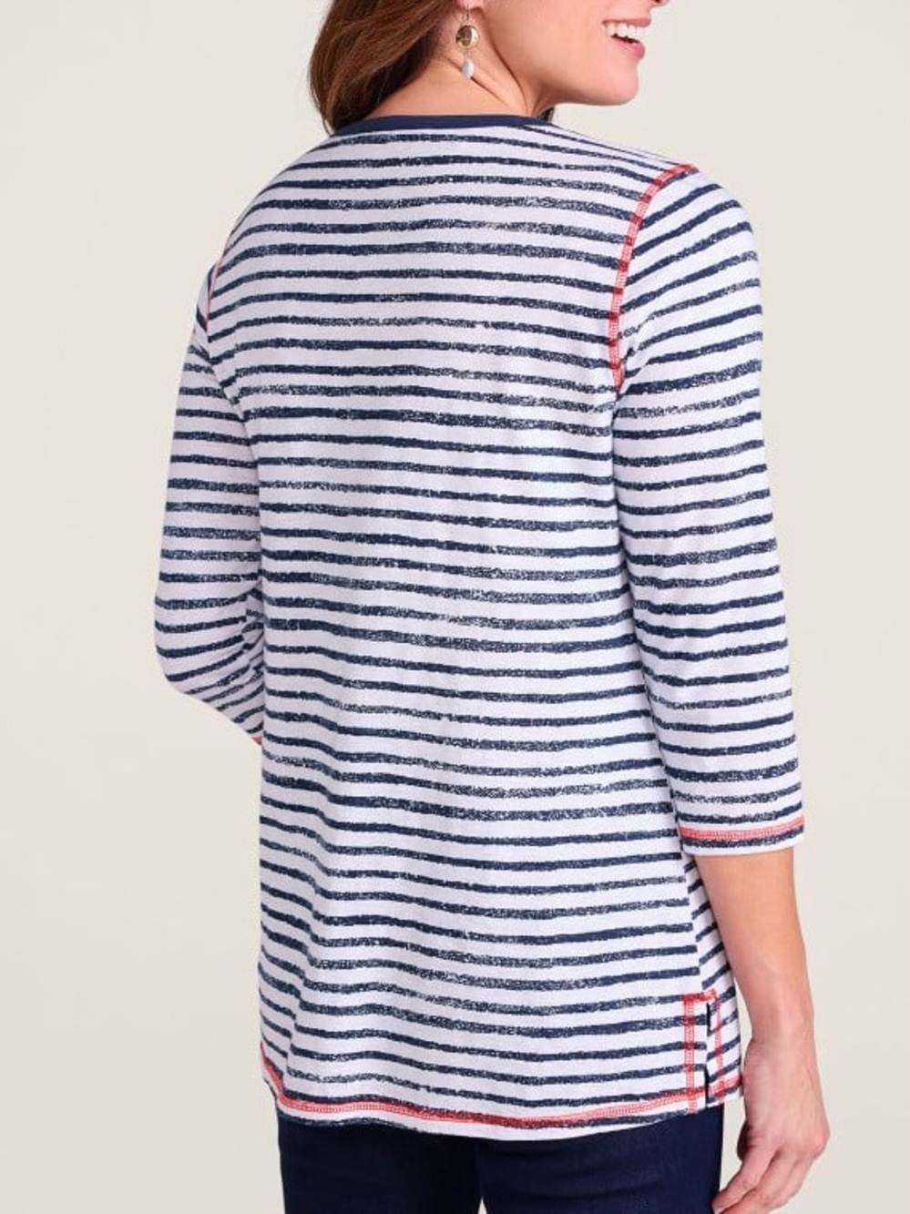 NEW Soft Surroundings Lots of Love Striped 3/4 SIv Je Taime Knit Tunic XS - Picture 2 of 10